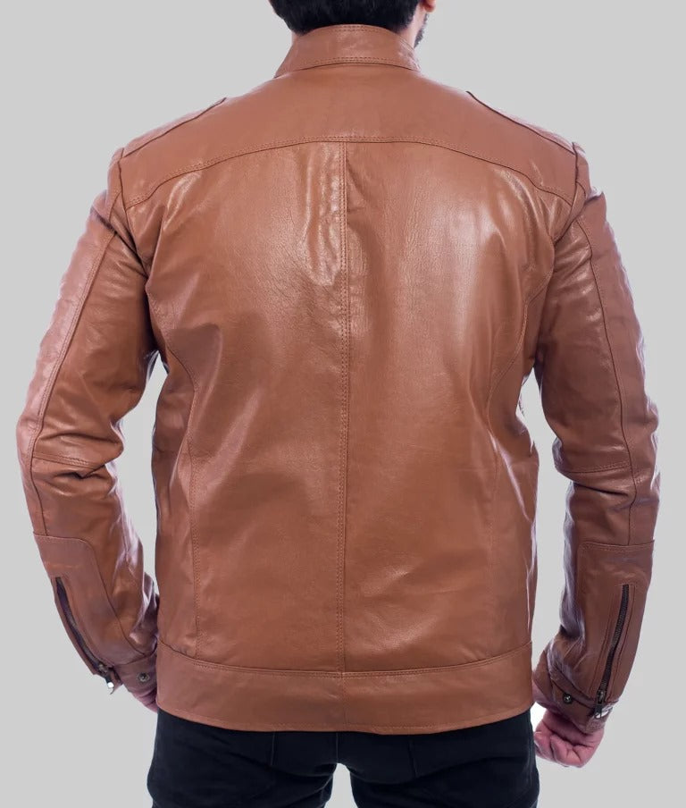 Christopher Classic Brown Biker Jacket by Fubellawear Fubellawear