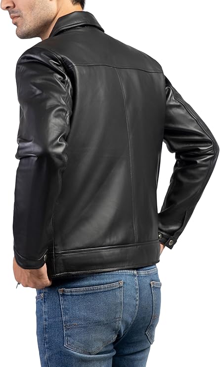 Collar Premium Leather Jacket Men – Old School Classic by Fubellawear