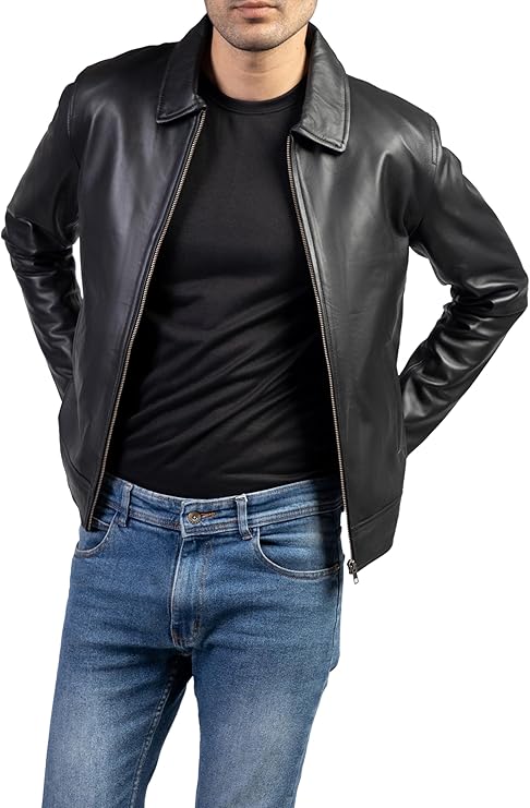 Collar Premium Leather Jacket Men – Old School Classic by Fubellawear