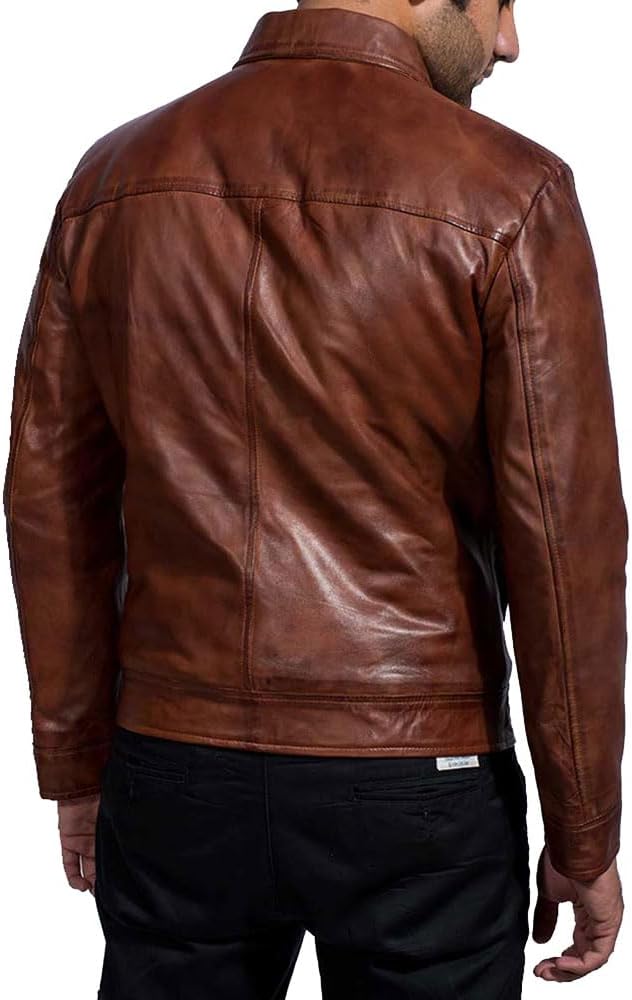 Inferno Brown Leather Jacket for Men by Fubellawear