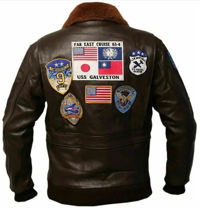 Men's Biker Style Studded Brown Leather Jacket by fubella wear Fubellawear