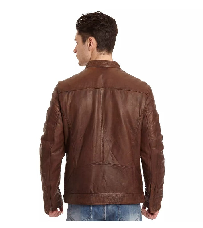 Men's Excelled Lamb Leather Moto Jacket by fubellawear Fubellawear