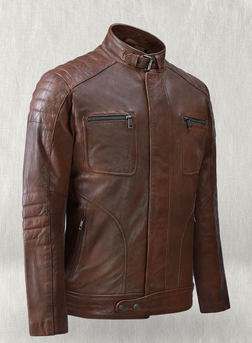 Mens Cafe Racer Brown Biker Leather by Fubellawear
