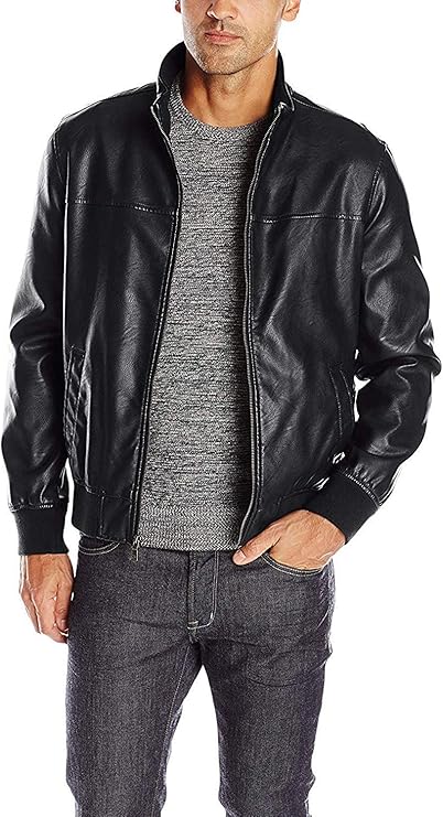 Tommy Hilfiger Men's Smooth Lamb Touch Faux Leather Jacket by Fubellawear