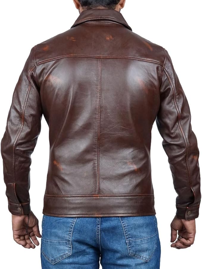 Vintage Lambskin Biker Leather Jacket for Men by Fubellawear