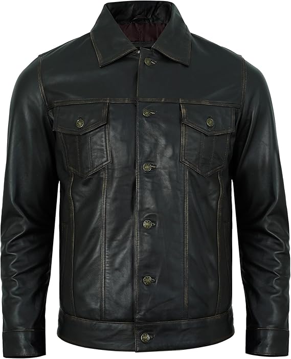 Fan Jackets For Men Decrum Men's Vintage Lambskin Leather