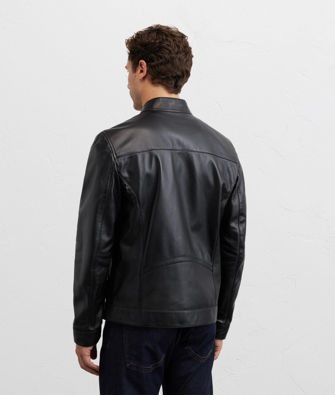 Black Lambskin Leather Biker Jacket by Fubellawear