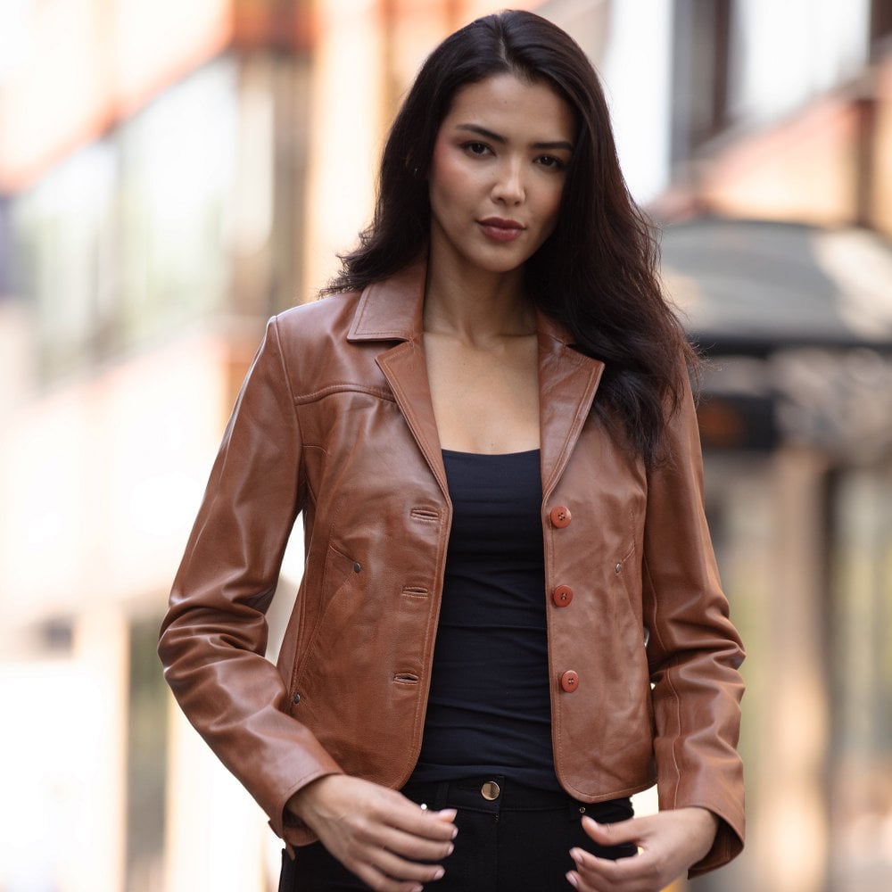 ‘Angel’ Real Leather Three Button Blazer by Fubellawear Fubellawear