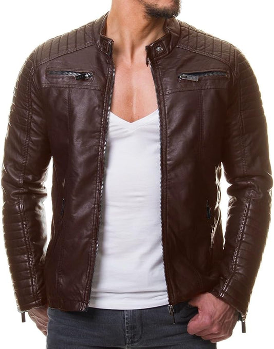 COOFANDY Men's Slim Fit Leather Jackets  by Fubellawear