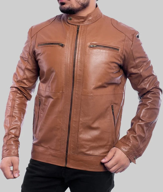 Christopher Classic Brown Biker Jacket by Fubellawear