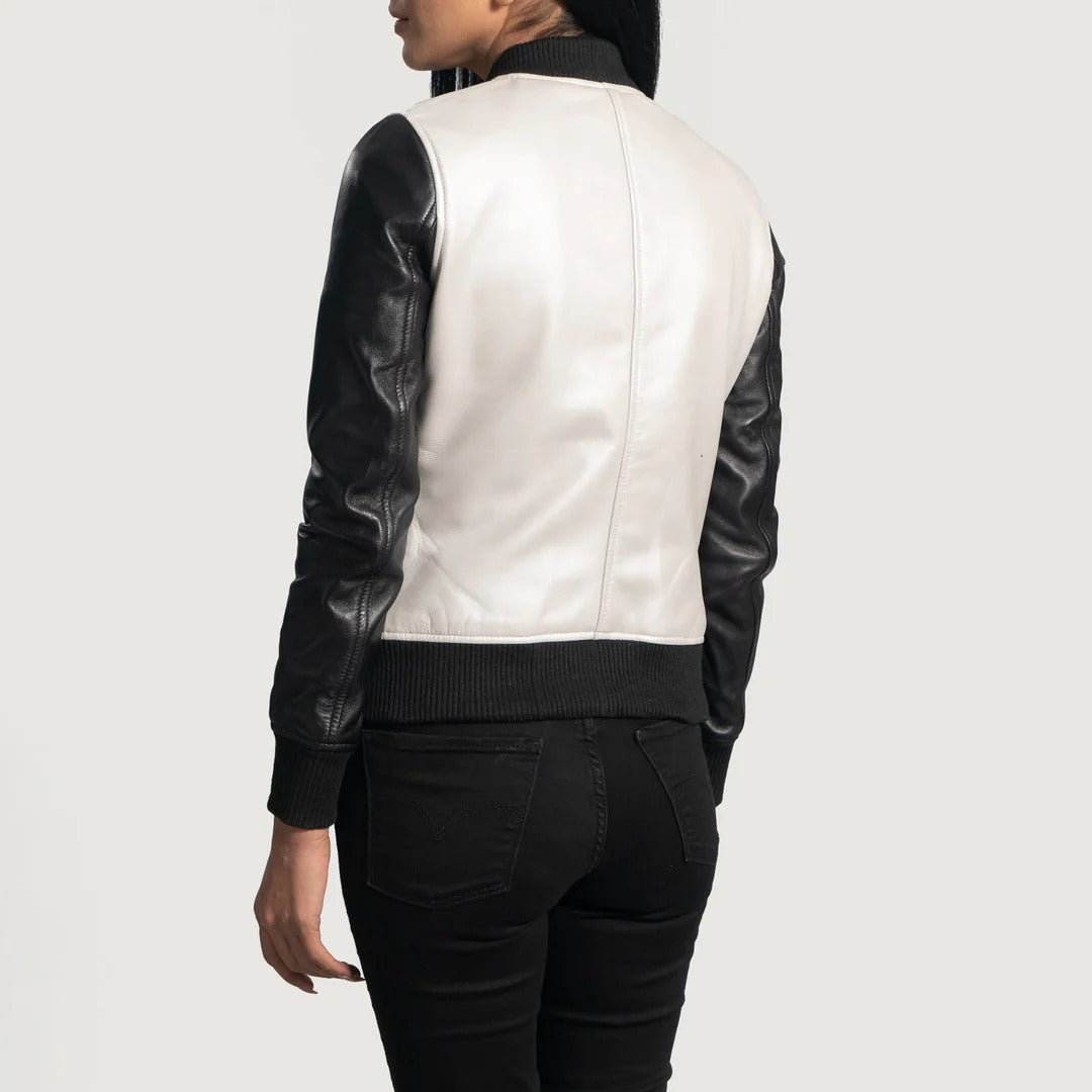 Cole Silver Leather Bomber Jacket by Fubellawear Fubellawear