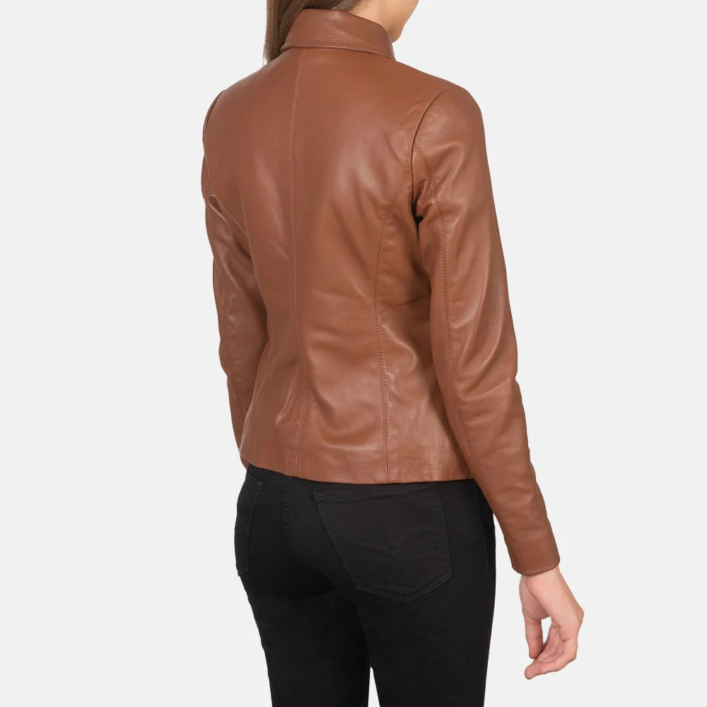Colette Women’s Brown Leather Jacket by Fubellawear Fubellawear