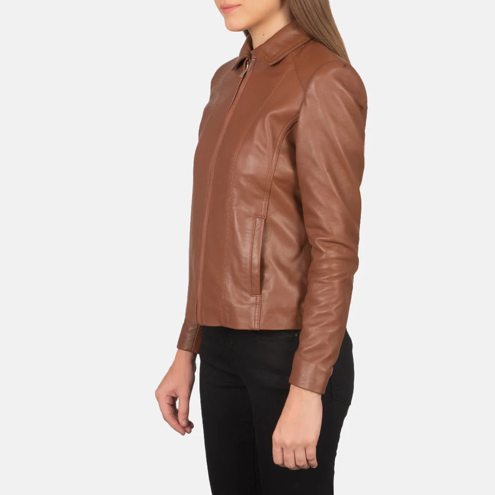 Colette Women’s Brown Leather Jacket by Fubellawear Fubellawear