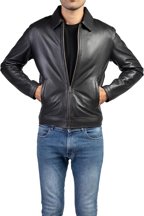 Collar Premium Leather Jacket Men – Old School Classic by Fubellawear