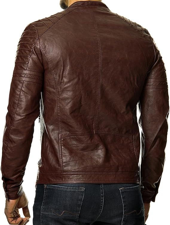 DECIMAL Men's Black Genuine Lambskin Leather Biker Jacket by Fubellawear