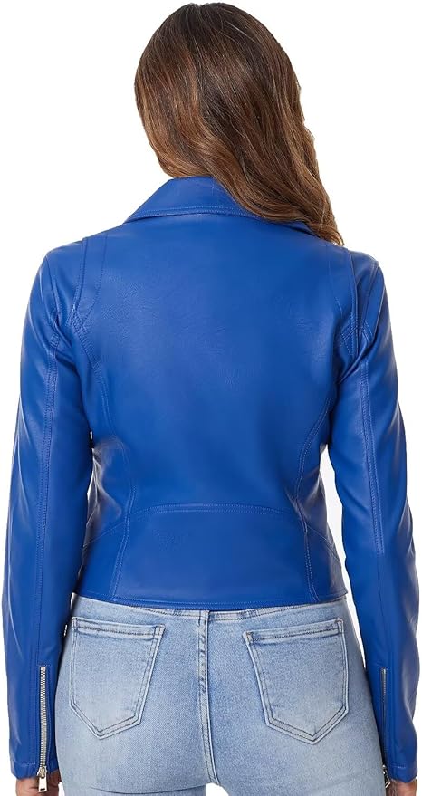 DIASHINY Women’s Cropped Faux Leather Moto Biker Jacket – Short PU Motorcycle Coat by Fubellawear Fubellawear