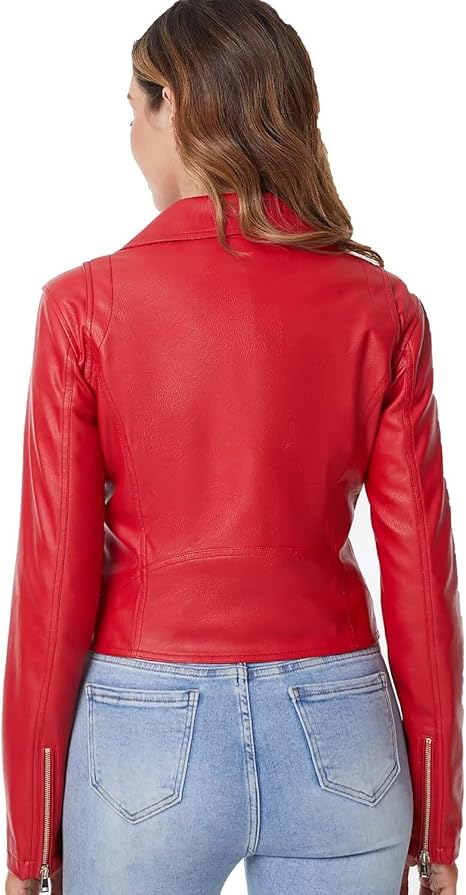 DIASHINY Women’s Cropped Faux Leather Moto Biker Jacket – Short PU Motorcycle Coat by Fubellawear Fubellawear