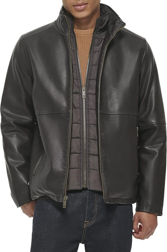 Dockers Men's The Dylan Faux Leather Racer Jacket by Fubellawear