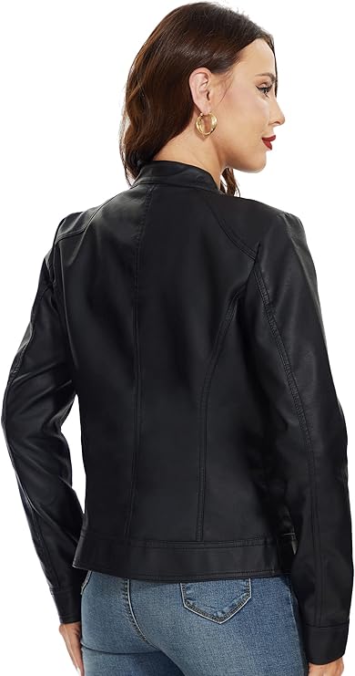 Fahsyee Women’s Classic Faux Leather Motorcycle Jacket by Fubellawear Fubellawear