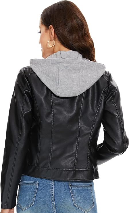 Fahsyee Zip Leather Jackets for Women – Motorcycle Faux PU Moto Biker Coat by Fubellawear Fubellawear
