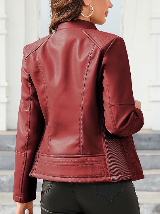Giolshon Women’s Faux Leather Motorcycle Jacket by Fubellawear Fubellawear
