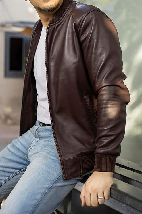 Jild Varsity Style Leather Bomber Jacket for Men by Fubellawear