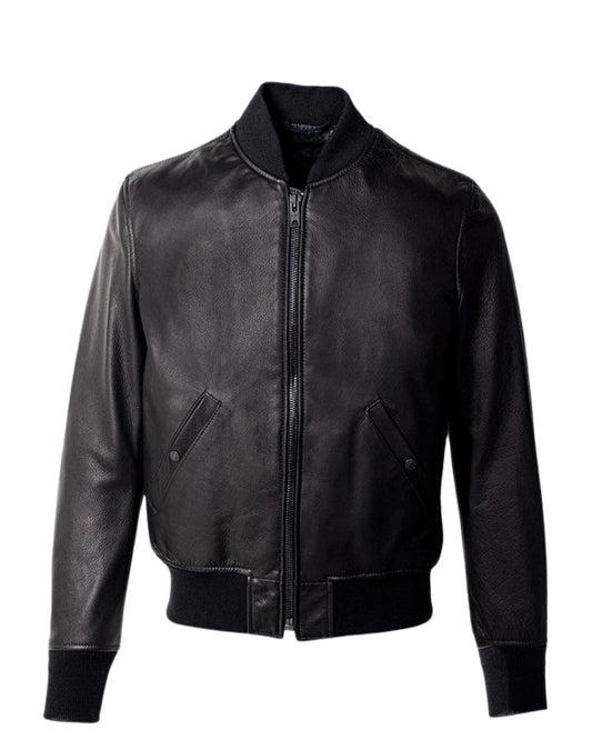 Leather Effect Bomber Jacket Men by Fubellawear