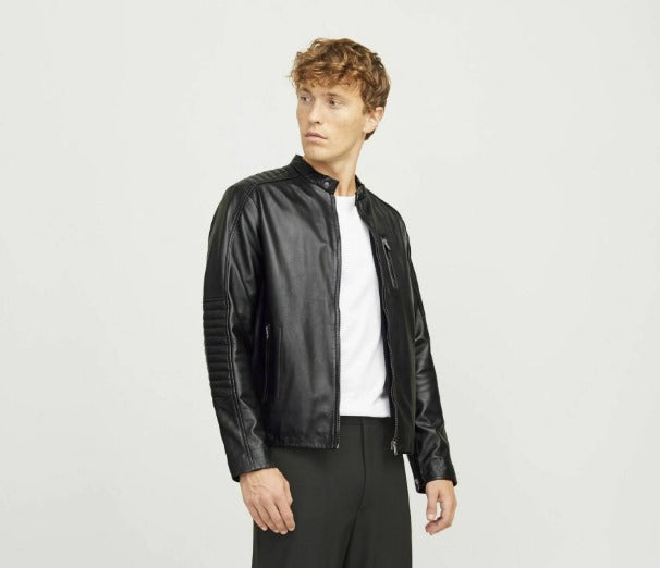Men’s Faux Leather Biker Jacket Stylish & Durable by Fubellawear