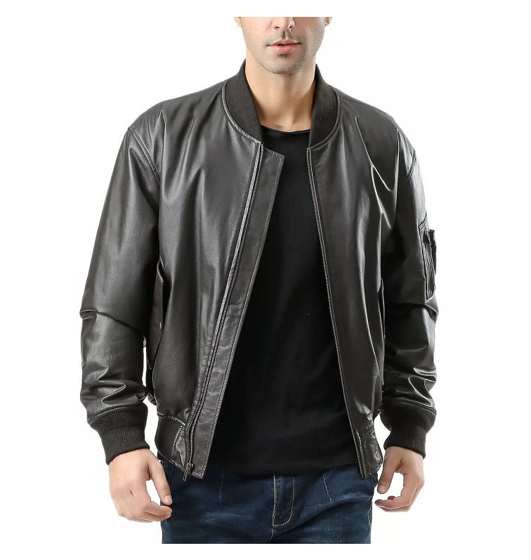 Men's Landing Leathers Ma-1 Leather Flight Bomber Jacket by fubellawear