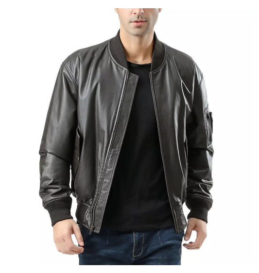 Men's Landing Leathers Ma-1 Leather Flight Bomber Jacket by fubellawear Fubellawear
