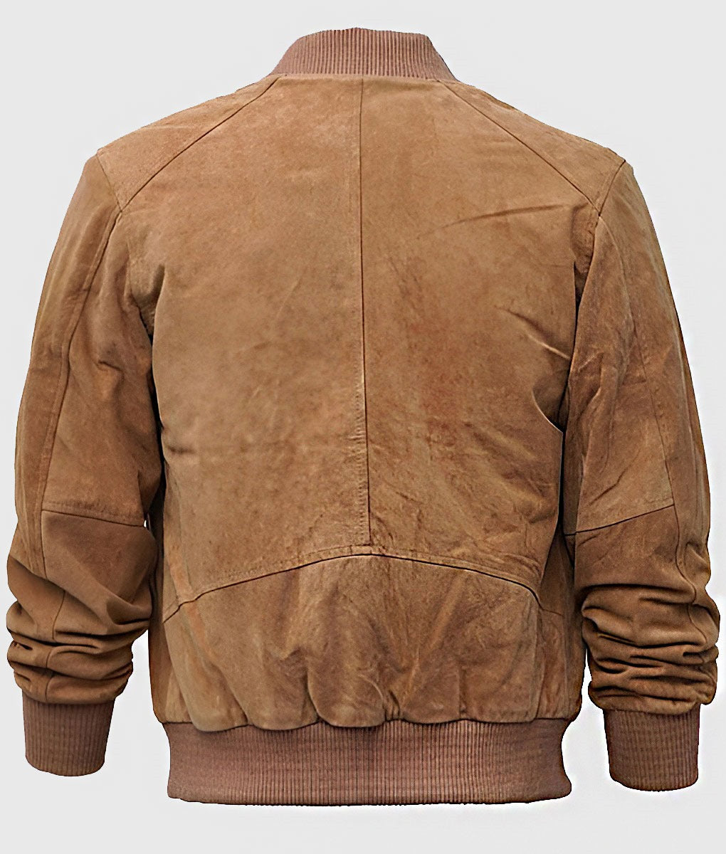 Men’s Brown Bomber Suede Jacket by Fubellawear