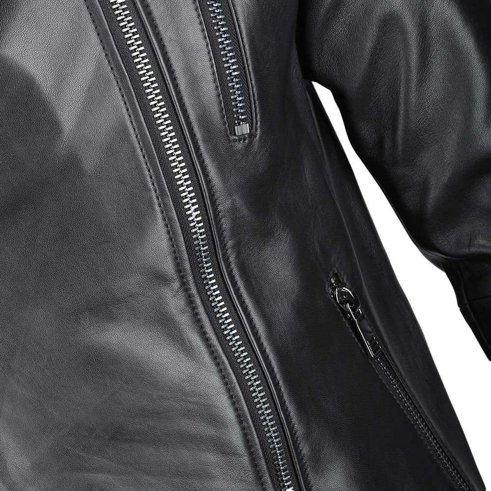Men's Classic Black Leather Cafe Racer Jacket by Fubellawear