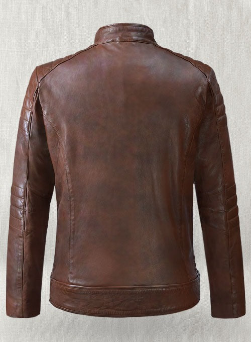 Mens Cafe Racer Brown Biker Leather by Fubellawear
