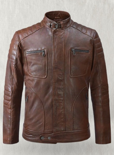 Mens Cafe Racer Brown Biker Leather by Fubellawear