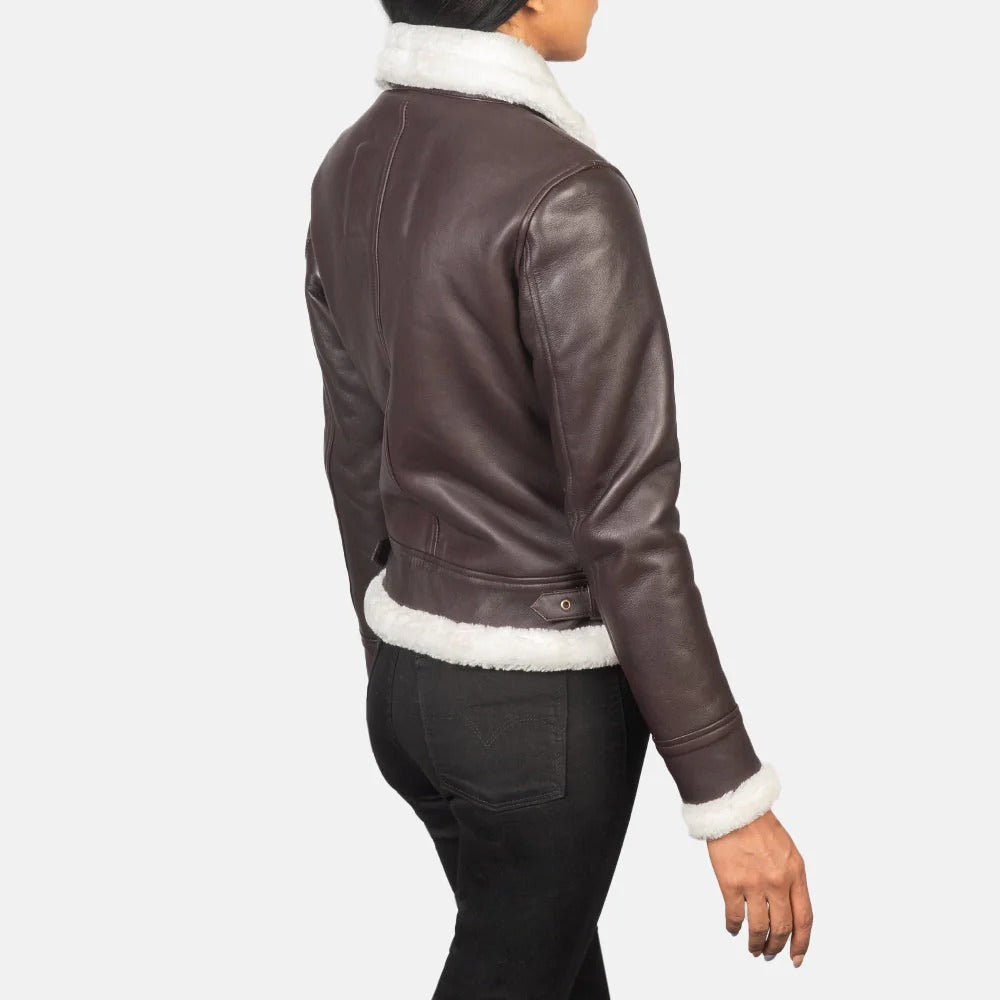 Sherilyn B-3 Brown Leather Bomber Jacket by Fubellawear Fubellawear