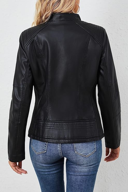 Stylish Faux Leather Biker Jacket – Women’s Fashion Outerwear by Fubellawear Fubellawear