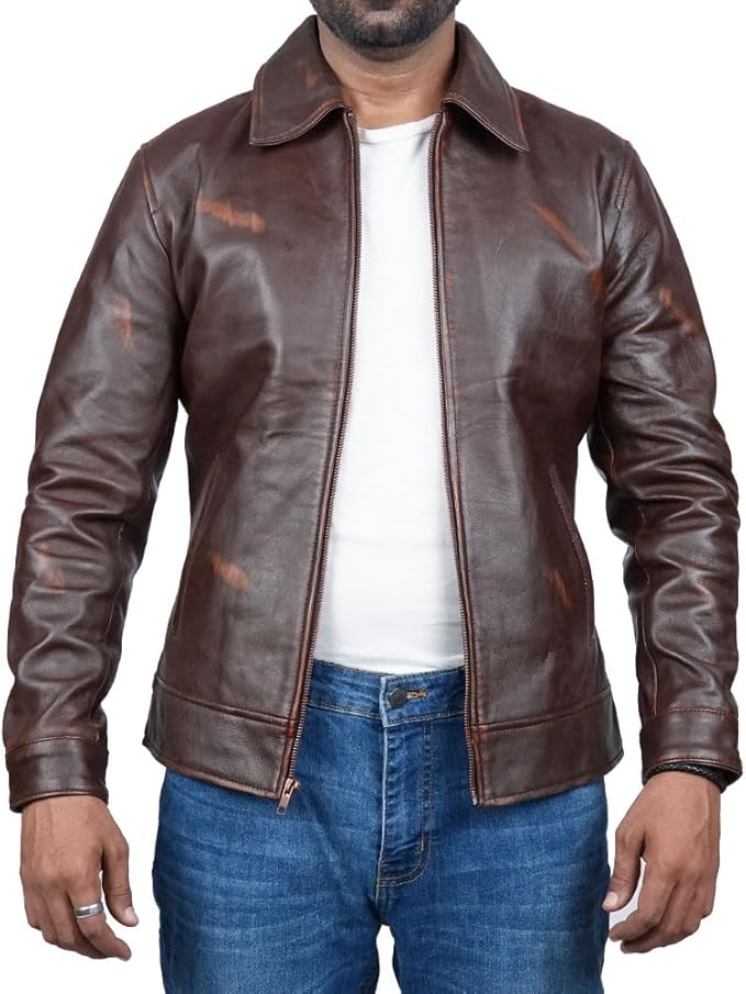 Vintage Lambskin Biker Leather Jacket for Men by Fubellawear