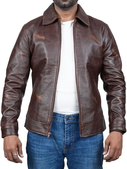 Vintage Lambskin Biker Leather Jacket for Men by Fubellawear