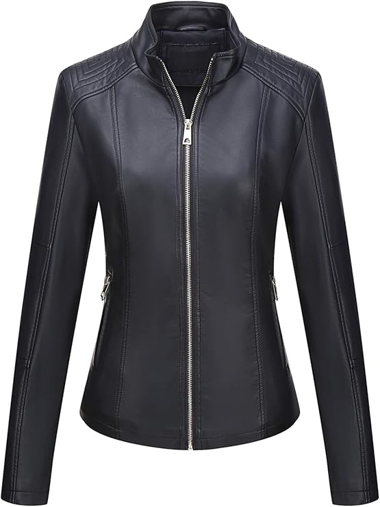 Stylish Faux Leather Biker Jacket – Women’s Fashion Outerwear by Fubellawear Fubellawear