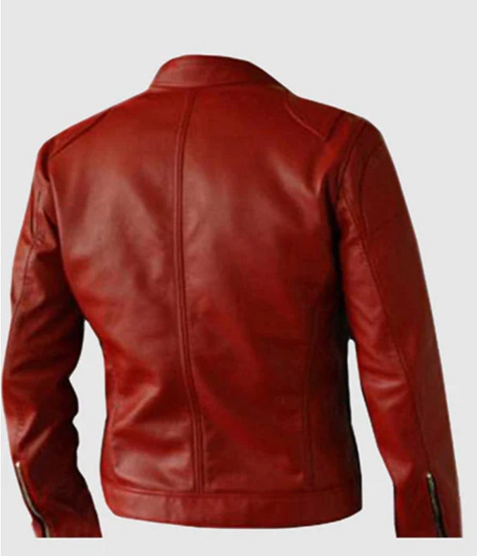 The Leather Jackets Men Red Elegant Biker Genuine by Fubellawear